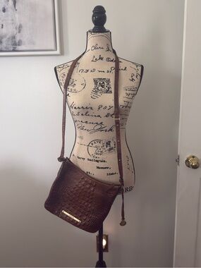 Brahmin Brown Croc-Embossed Leather Crossbody